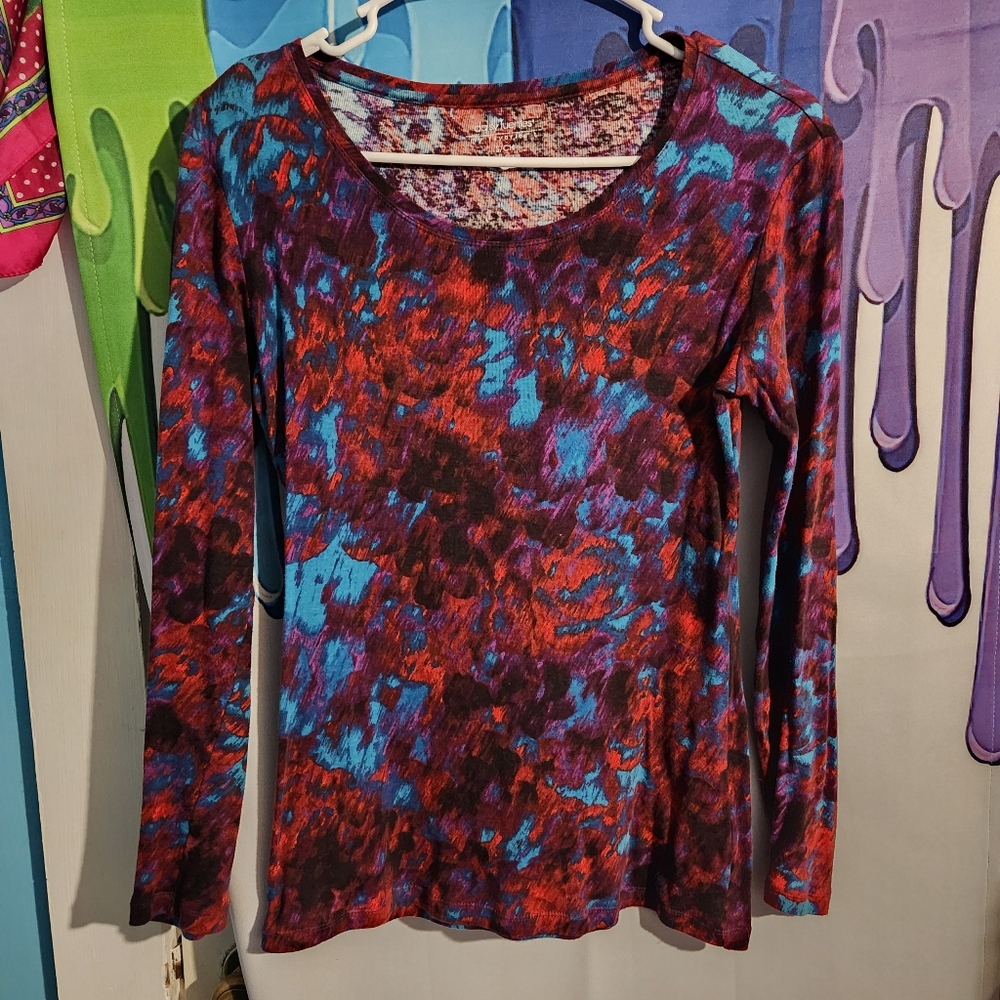 Small, Daisy Fuentes, Colorful Women's Lightweight Long Sleeve Top